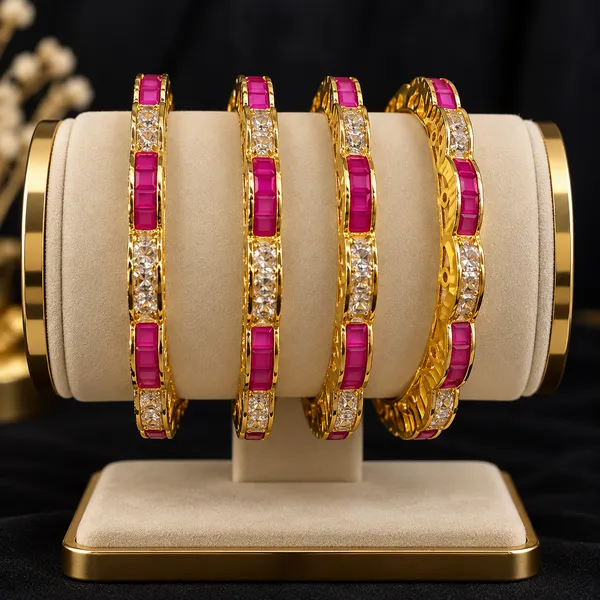 Gold_&_Pink_Stainless_Steel_Bracelet_For_Women