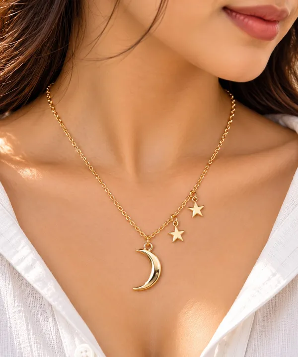 A_chic_gold-tone_lightening_charm_necklace