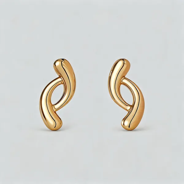 Gold_Tone_Metal_Link_Earrings_For_Women