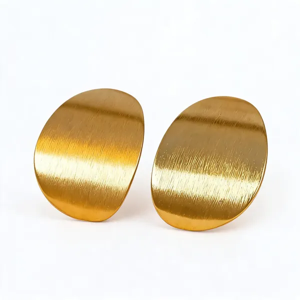 Gold_Tone_Metal_Oval_Stud_Earrings_For_Women