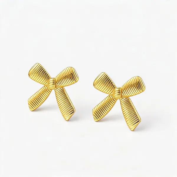 Gold_Tone_Bow_Stud_Earrings_For_Women