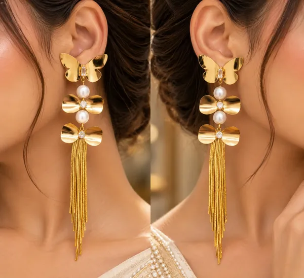 Gold-Tone_Butterfly_Pearl_tassel_Earrings