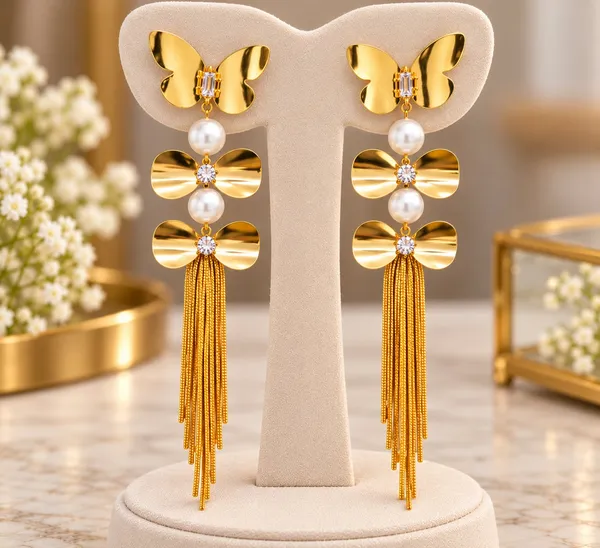 Gold-Tone_Butterfly_Pearl_tassel_Earrings