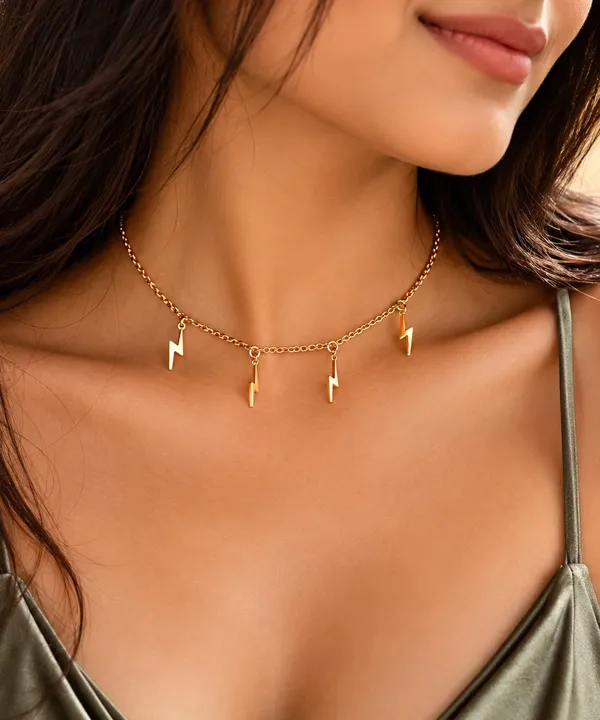 Gold-Tone_Lightning_Bolt_Charm_Necklace