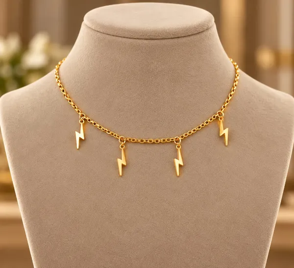 Gold-Tone_Lightning_Bolt_Charm_Necklace