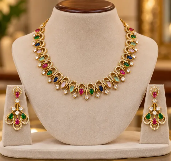 Gold-Tone_Multicolor_Necklace_Set_with_Matching_Earrings