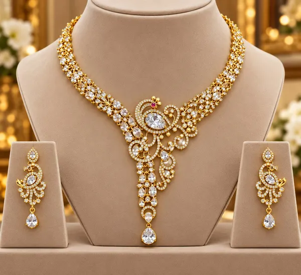 Gold_Tone_Peacock_Design_Necklace_Set_with_Matching_Earrings_