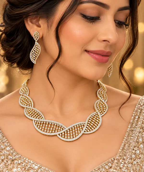 Gold-Tone_Wavy_Necklace_Set_with_Matching_Earrings