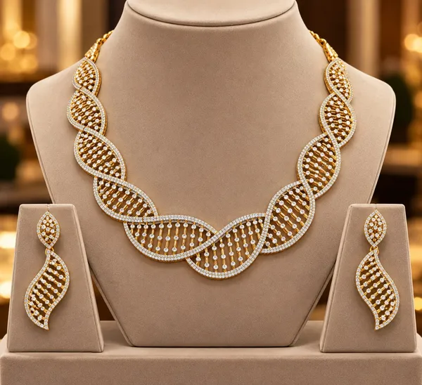 Gold-Tone_Wavy_Necklace_Set_with_Matching_Earrings