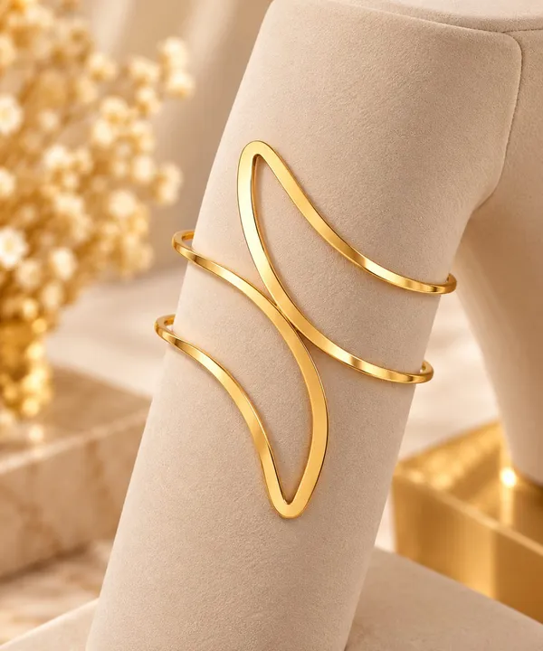 Golden_Abstract_Arm_Cuff_Bracelet
