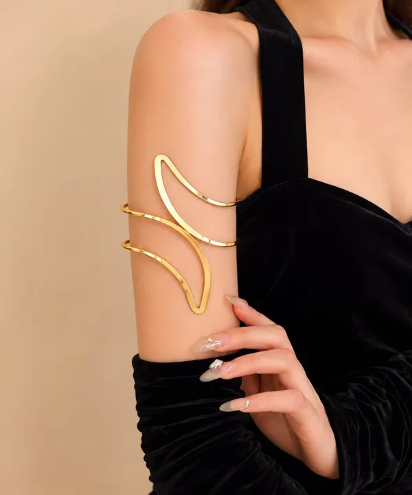 Golden_Abstract_Arm_Cuff_Bracelet