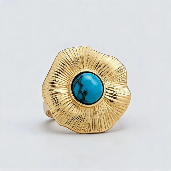 Gold_Tone_Textured_Blue_Stone_Statement_Ring_For_Women