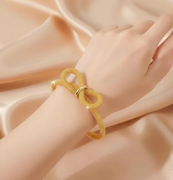 Gold_Tone_Bow_Design_Bracelet_for_Women