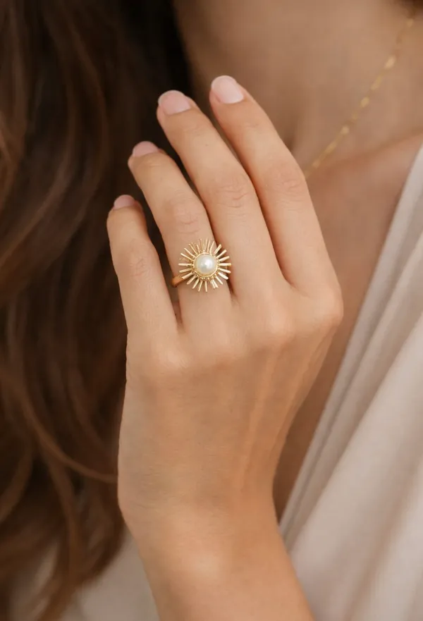 Gold_Tone_Sunburst_Pearl_Ring_for_Women