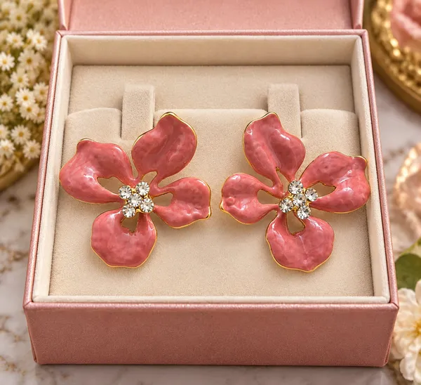 Pink_Floral_Statement_Earrings