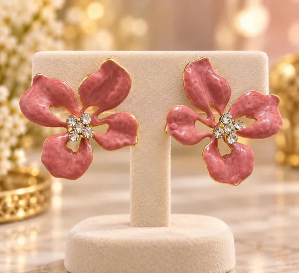 Pink_Floral_Statement_Earrings