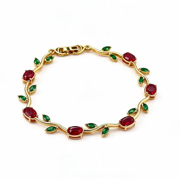 Gold-Tone_Red_Green_Stone_Bracelet_For_Women