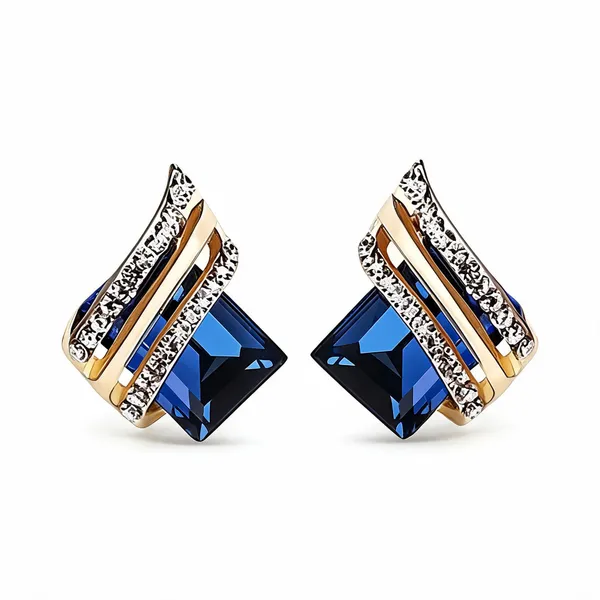 Blue_Geometric_Stud_Earrings_For_Women
