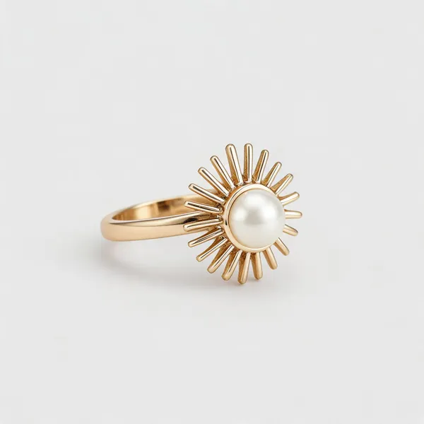 Gold_Tone_Sunburst_Pearl_Ring_For_Women