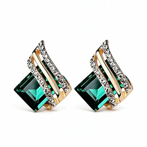 Green_Geometric_Crystal_Drop_Earrings_For_Women