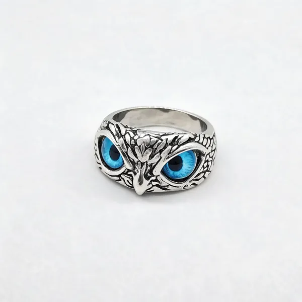 Silver_Tone_Owl_Design_Colorful_Eye_Ring_For_Women