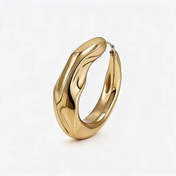 Gold_Tone_Sculptural_Hoop_Earrings_For_Women