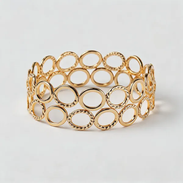 Gold_Tone_Circular_Link_Bracelet_For_Women