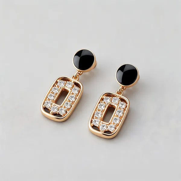 Black_And_Gold_Rhinestone_Drop_Earrings_For_Women