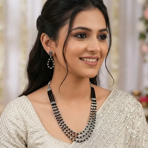 Black_Beaded_Multi-Strand_Necklace_Set_with_Matching_Earrings