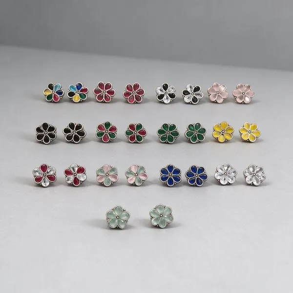 Multicolour_Alloy_Floral_Stud_Earrings_For_Women
