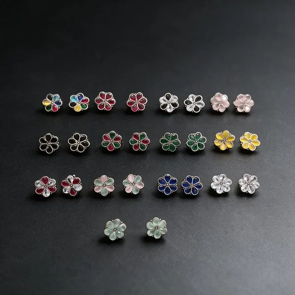 Multicolour_Alloy_Floral_Stud_Earrings_For_Women