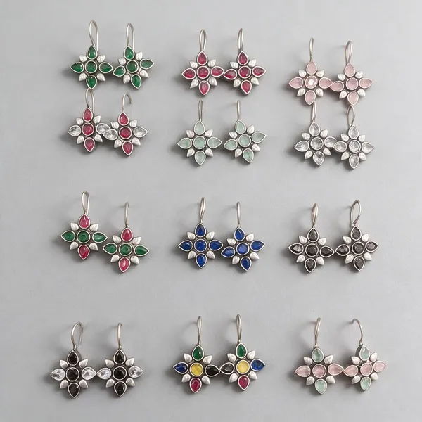 Multicolour_Alloy_Floral_Drop_Earrings_For_Women