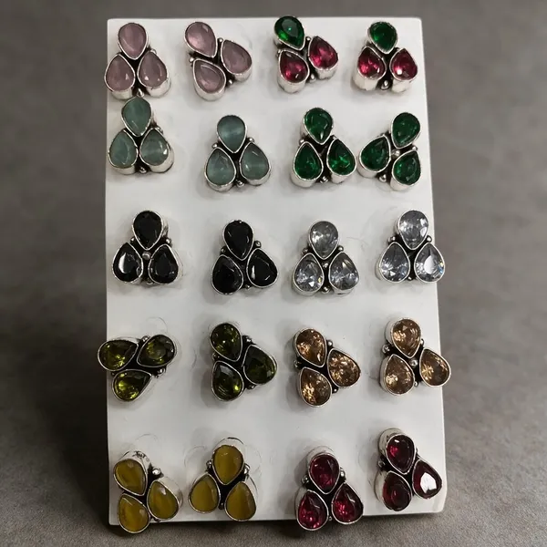 Multicolour_Alloy_Teardrop_Stone_Cluster_Earrings_For_Women