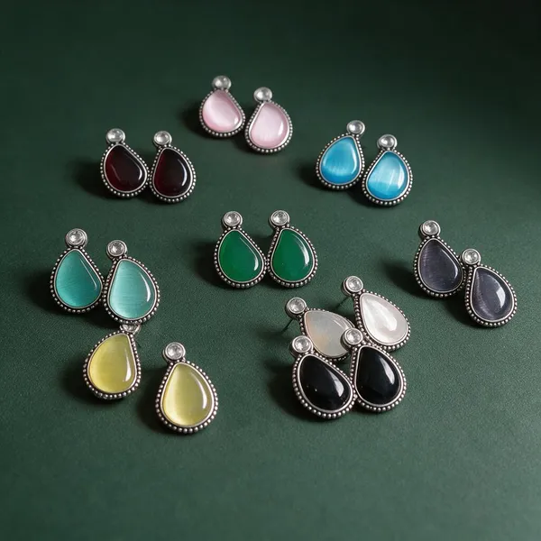 Multicolour_Alloy_Teardrop_Stud_Earrings_Set_For_Women