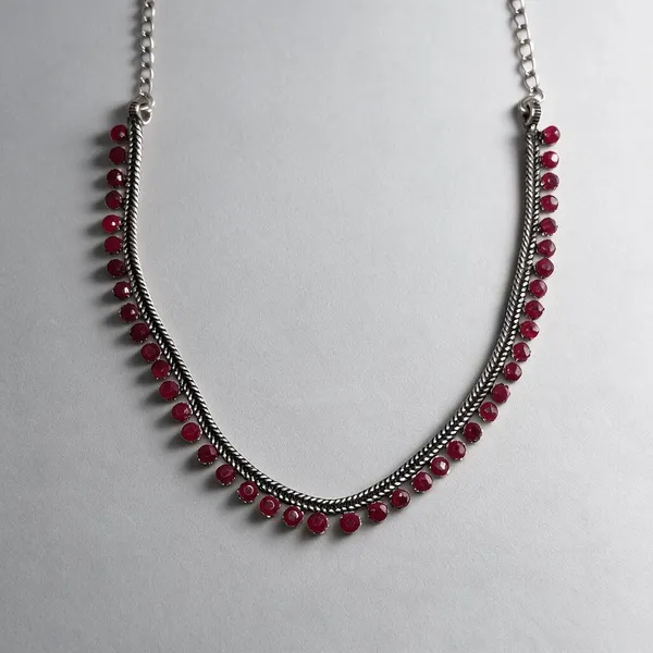 Silver_Red_Alloy_Beaded_Chain_Necklace_For_Women