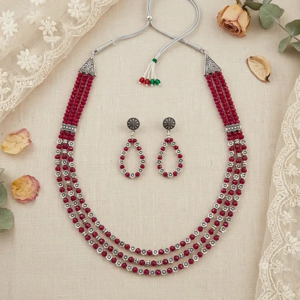 Red_and_Magenta_Beaded_Multi-Strand_Necklace_Set_with_Matching_Earrings