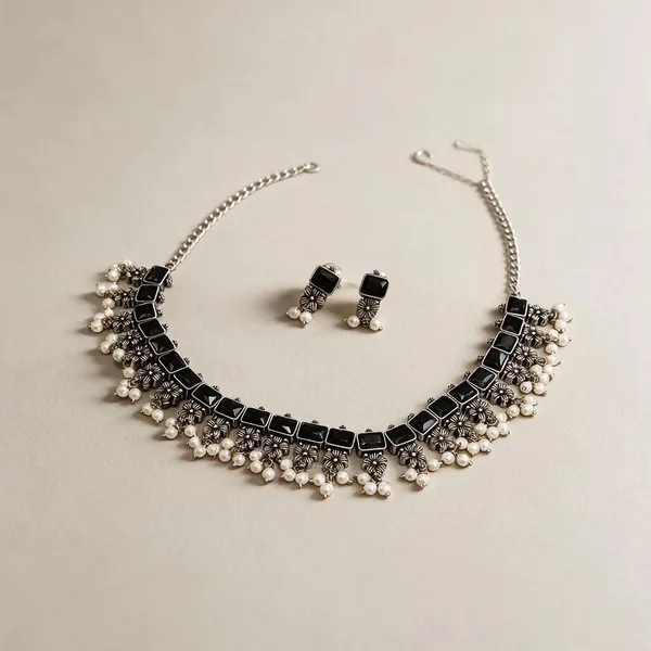 Silver_Black_Alloy_Oxidised_Stone_Necklace_Set_With_Earrings_For_Women