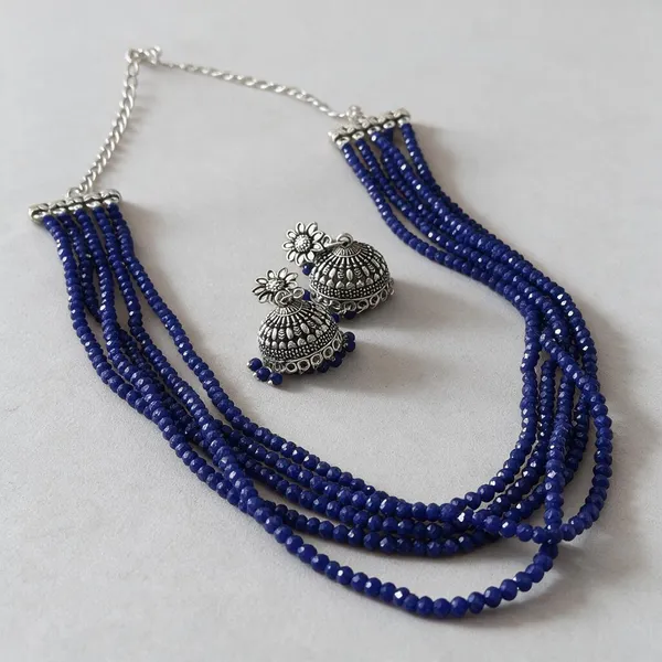 Blue_Alloy_Layered_Beaded_Jhumka_Necklace_And_Earrings_Set_For_Women