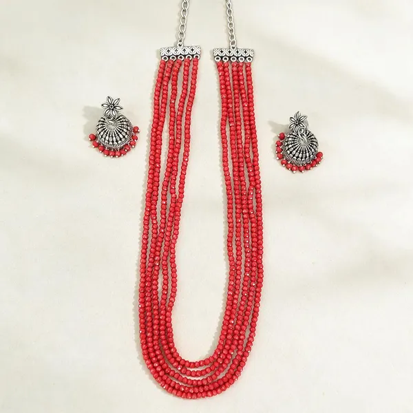 Red_Beaded_Oxidized_Layered_Necklace_Set_For_Women