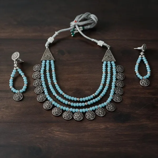 Blue_Alloy_Oxidised_Turquoise_Beaded_Necklace_Set_For_Women