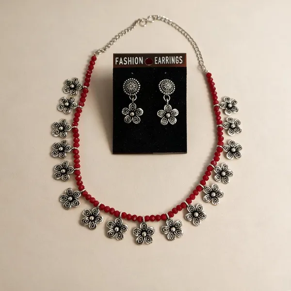 Red_Alloy_Oxidised_Floral_Necklace_And_Earrings_Set_For_Women