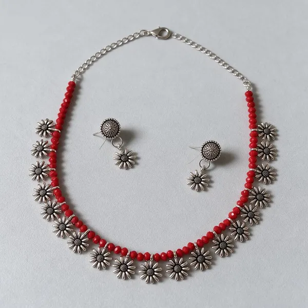 Red_Alloy_Oxidised_Floral_Beaded_Necklace_Set_For_Women