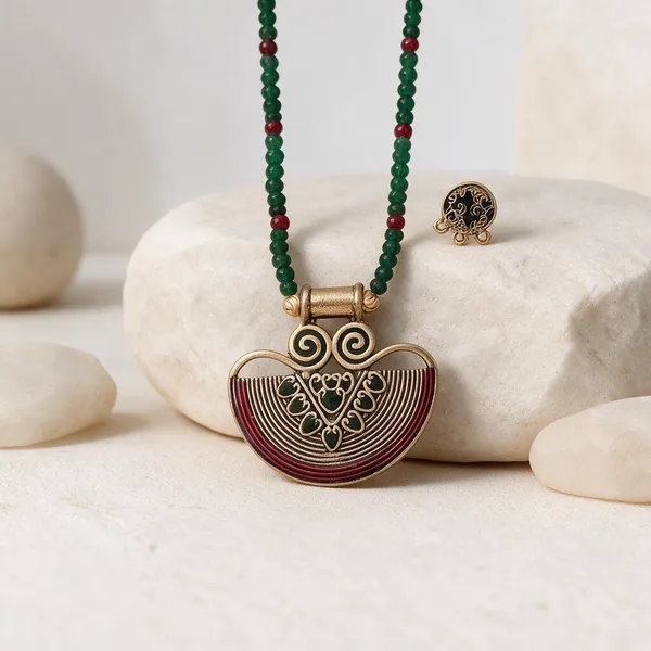 Green_Alloy_Gold_Tone_Ethnic_Beaded_Necklace_Set_For_Women