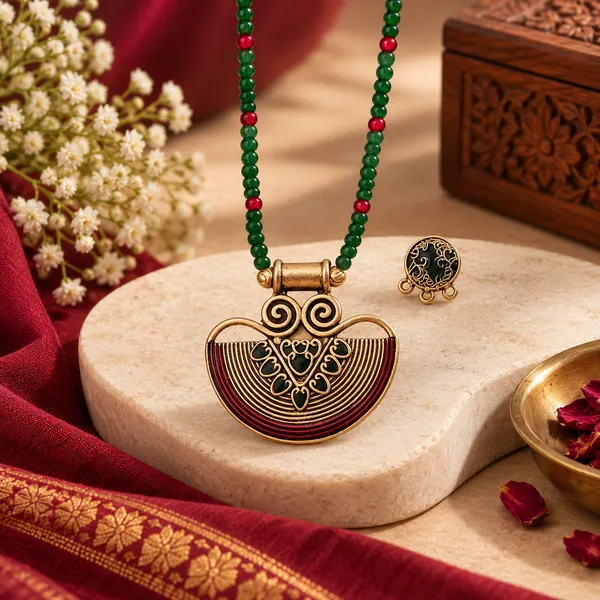 Green_Alloy_Gold_Tone_Ethnic_Beaded_Necklace_Set_For_Women