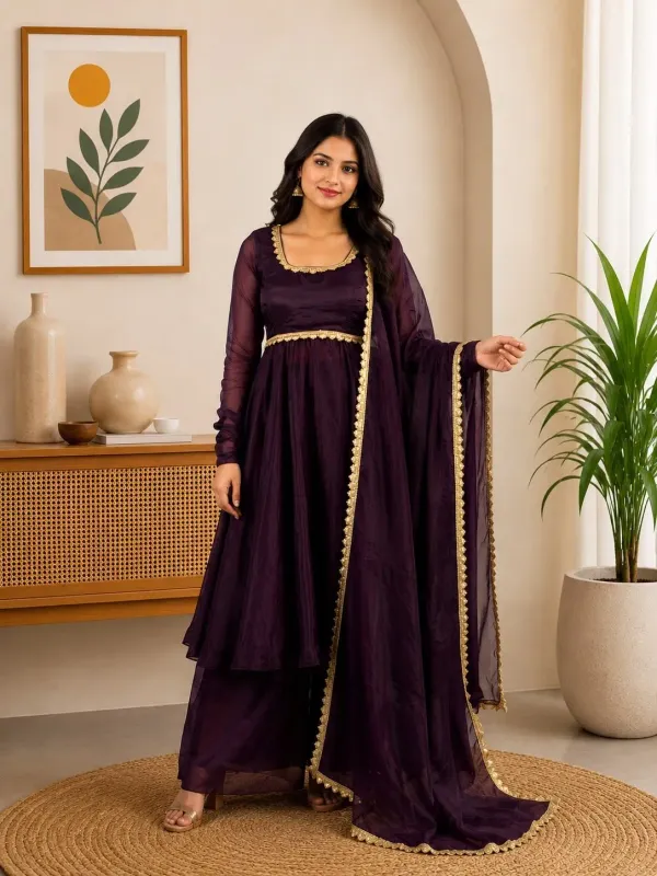 Dark_Plum_Embellished_Anarkali_Set_With_Dupatta_For_Women