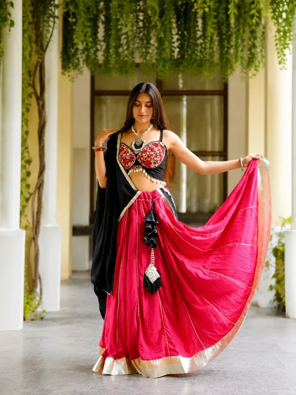 Rani_Pink_Cotton_Full_Flair_Chaniya_Choli_Set_For_Women