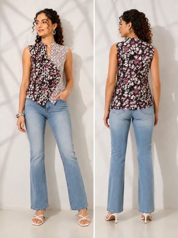 Brown_Cotton_Wrap_Sleeveless_Top_For_Women