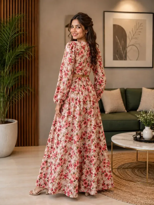 Peach_Chinon_Floral_Print_Co_Ord_Set_For_Women