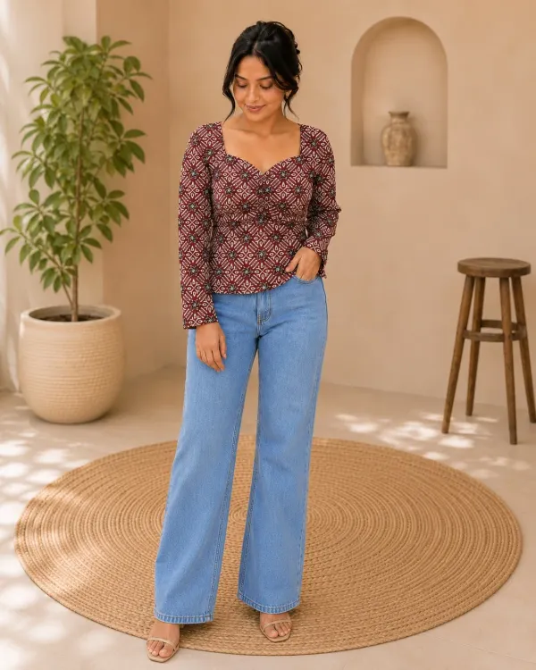 Light_Brown_Cotton_Tie_Back_Full_Sleeve_Top_For_Women