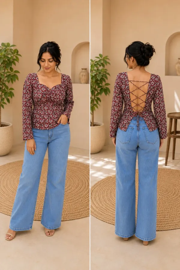 Light_Brown_Cotton_Tie_Back_Full_Sleeve_Top_For_Women